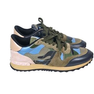 Valentino Garavani Rockrunner Sneakers Women's 38 US 8 Camo Pink Green
